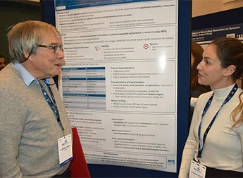 Discussing a poster